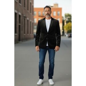 Men's i.FineLong Tuxedo Dinner Jacket Black Velvet Size Small